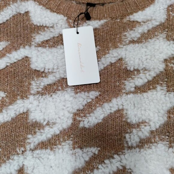 NWT Line & Dot Houndstooth Plush Sweater Pullover Winter Knit Brown Womens XS - Picture 10 of 12